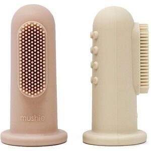 Mushie Finger Toothbrush dětský zubní kartáček na prst Shifting Sand/Blush 2 ks obraz