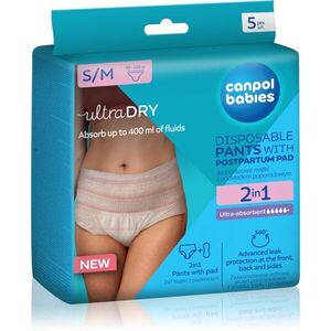 Canpol babies Pants With Postpartum Pad poporodní kalhotky jednorázové 2 v 1 S/M 5 ks obraz
