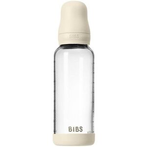 BIBS Baby Glass Bottle Silicone antikoliková láhev se silikonovým pítkem Ivory 1 ks obraz