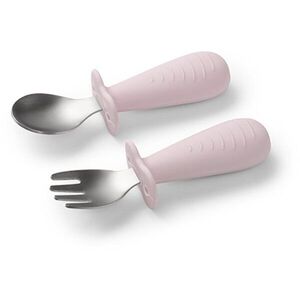 BabyOno Be Active Stainless Steel Spoon and Fork příbor pro děti Pink 12m+ 2 ks obraz