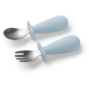 BabyOno Be Active Stainless Steel Spoon and Fork příbor pro děti Blue 12m+ 2 ks obraz