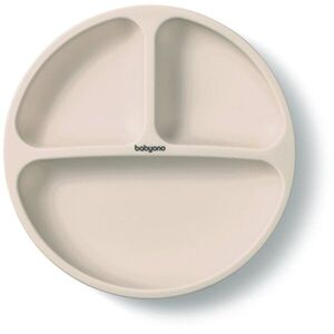 BabyOno Siilicone Plate 6m+ dělený talíř s přísavkou Beige 1 ks obraz