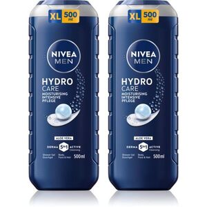 NIVEA MEN Hydrocare sprchový gel na obličej, tělo a vlasy výhodné balení 2 x 500 ml obraz
