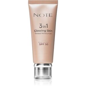 Note Cosmetique 3 in 1 Glowing Skin tónující hydratační krém pro rozjasnění pleti SPF 50 30 ml obraz