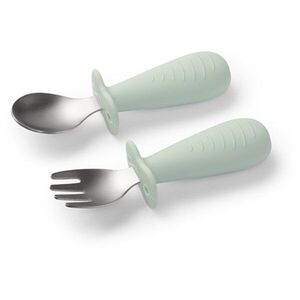 BabyOno Be Active Stainless Steel Spoon and Fork příbor pro děti Mint 12m+ 2 ks obraz