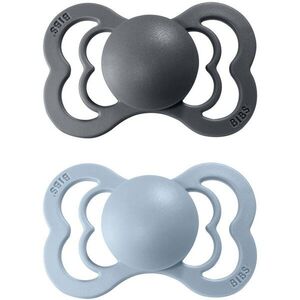 BIBS Supreme Natural Rubber Size 1: 0+ months dudlík Iron / Baby Blue 2 ks obraz