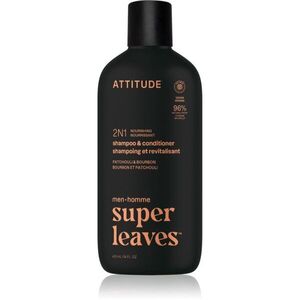 Attitude Super Leaves Men's Shampoo and Conditioner 2-in-1 šampon a kondicionér 2 v 1 pro muže Patchouli & Bourbon 415 ml obraz
