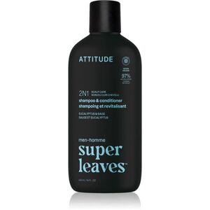 Attitude Super Leaves Men's Shampoo and Conditioner 2-in-1 šampon a kondicionér 2 v 1 pro muže Eucalyptus & Sage 415 ml obraz