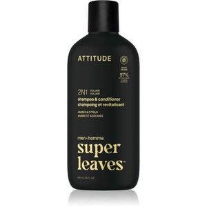 Attitude Super Leaves Men's Shampoo and Conditioner 2-in-1 šampon a kondicionér 2 v 1 pro muže Amber & Citrus 415 ml obraz