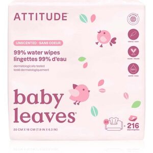Attitude Baby Leaves Water Wipes vlhčené ubrousky bez vůně 3x72 ks obraz