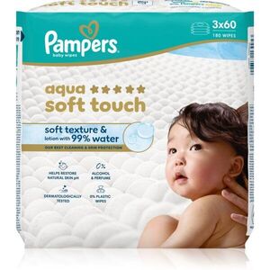 Pampers Aqua Soft Touch vlhčené čisticí ubrousky pro děti 3x60 ks obraz