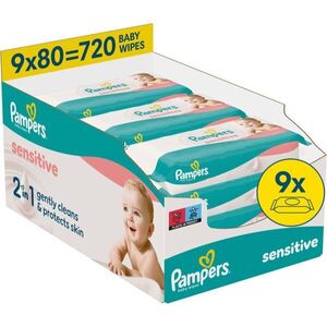 Pampers Sensitive Baby Wipes vlhčené čisticí ubrousky pro děti 9x80 ks obraz