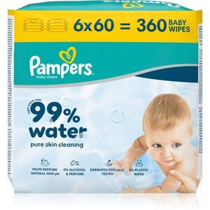 Pampers 99% Water Baby Wipes vlhčené čisticí ubrousky pro děti 6x60 ks obraz