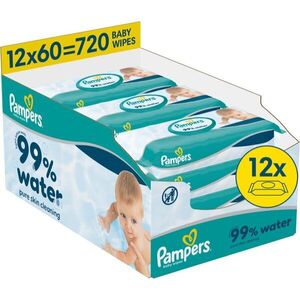 Pampers 99% Water Baby Wipes vlhčené čisticí ubrousky pro děti 12x60 ks obraz