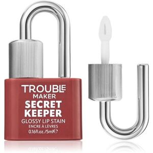 Trouble Maker Secret Keeper Lip Gloss Stain barva na rty pro dlouhotrvající efekt odstín Trickish Caramel Nude 5 ml obraz