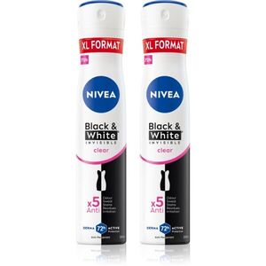NIVEA Black & White Invisible Clear antiperspirant ve spreji výhodné balení obraz