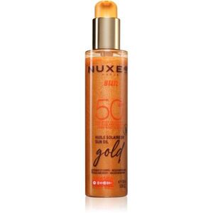 Nuxe Sun Sun Oil Gold SPF 50 opalovací olej na obličej a tělo s rozjasňujícím efektem 150 ml obraz