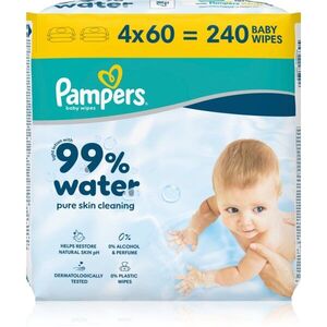 Pampers 99% Water Baby Wipes vlhčené čisticí ubrousky pro děti 4x60 ks obraz