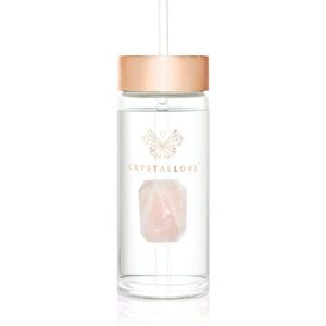 Crystallove Amethyst Straw Water Bottle skleněná láhev na vodu s brčkem Rose 1 ks obraz