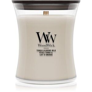 Woodwick Tonka & Almond Milk vonná svíčka s dřevěným knotem 275 g obraz