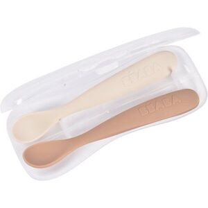 Beaba Set of 2 Ergonomic Spoons lžička s pouzdrem Clay Praline 4m+ 2 ks obraz