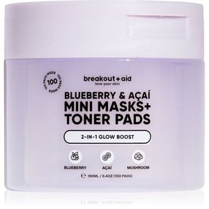 breakout + aid Mini Masks+Toner Pads Bluberry & Acai tonizační polštářky pro rozjasnění a hydrataci 100 ml obraz