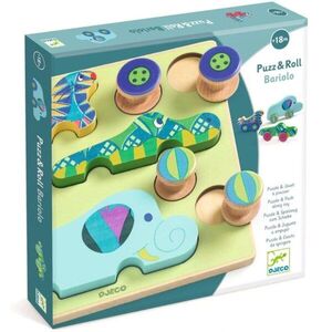 DJECO Puzzle & Push Along Toy Animal Toy Cars aktivity vkládačka 18m+ 12 ks obraz
