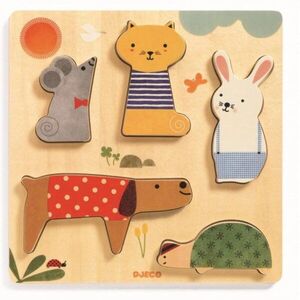 DJECO Wooden Block Puzzle Pets aktivity vkládačka 12m+ 1 ks obraz