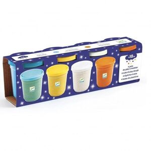 DJECO 4 Tubs of Play Dough barevná metalická modelína s odlesky 18m+ 4 ks obraz