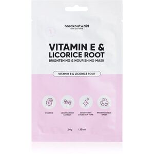breakout + aid Vitamin E & Licorice Root rozjasňující plátýnková maska s vitamínem E 34 ks obraz