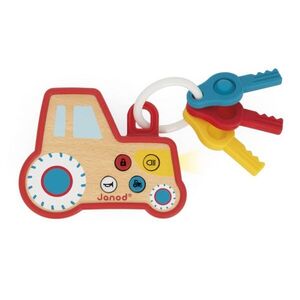 Janod Sound and Light Tractor Keychain aktivity hračka ze dřeva 18m+ 1 ks obraz