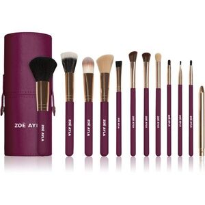 Zoë Ayla 12 Piece Makeup Brush Set Dark Plum sada štětců s pouzdrem obraz