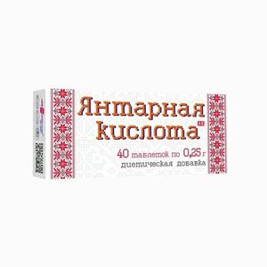Kyselina jantarová – 40 tablet/bal. 0, 25 g – Farmakom obraz