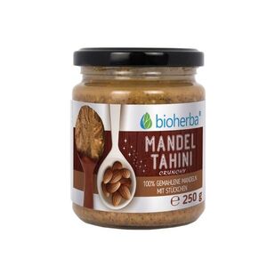 100% mandlové tahini z mletých mandlí crunchy – 250 g – Bioherba obraz