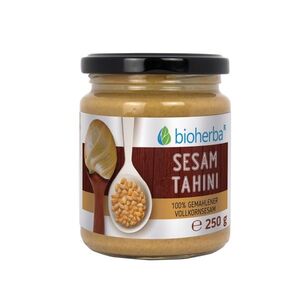 100% sezamové tahini z mletého celozrnného sezamu – 250 g – Bioherba obraz