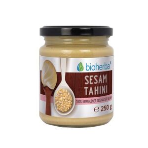 100% sezamové tahini z mletého loupaného sezamu – 250 g – Bioherba obraz