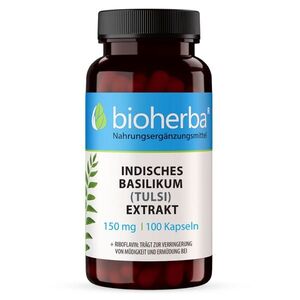 Indická bazalka (tulsi) extrakt 150 mg – 100 kapslí – Bioherba obraz
