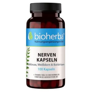 Kapsle na nervy s mátou, hlohem a kozlíkem – 100 kapslí – Bioherba obraz