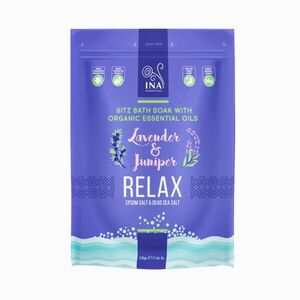 Relax – koupelová sůl s levandulí a jalovcem – odpočinek a uvolnění od stresu – 330 g – INA Essentials obraz
