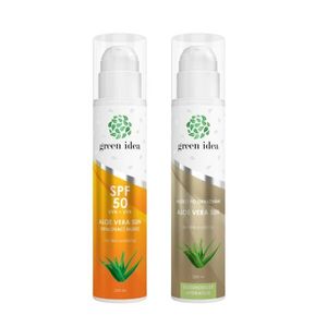 Zvýhodněný set na opalování a po opalování: Aloe vera Sun – opalovací mléko SPF 50 + Aloe vera sun – mléko po opalování – Green idea obraz