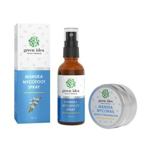 Zvýhodněný set Péče o nohy: Manuka MYCOFOOT sprej + Manuka MYCONAIL regenerační olej na nehty – Green idea obraz