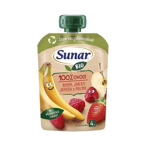 SUNAR Ovocná kapsička banán jablko jahoda malina 4m+ BIO 100 g obraz