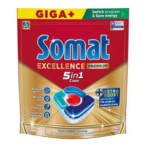 SOMAT Excellence Premium 5in1 Kapsle do myčky Giga+ 65 kusů obraz