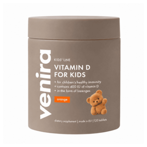 VENIRA Kids vitamin D pro děti pomeranč 120 cucavých tablet obraz