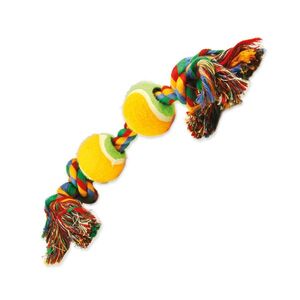 Dog Fantasy Hračka barevná 2 knoty+2 tenisáky 35 cm obraz
