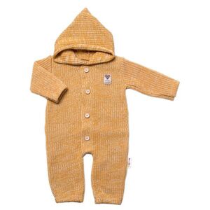 Baby Nellys Pletený overálek s knoflíčky Hand Made, medový, 80/86 obraz