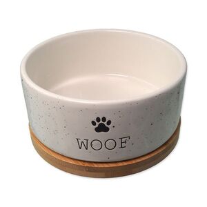 Dog Fantasy Miska keramická bílá WOOF s podtáckem 16x6, 5 cm 850 ml obraz