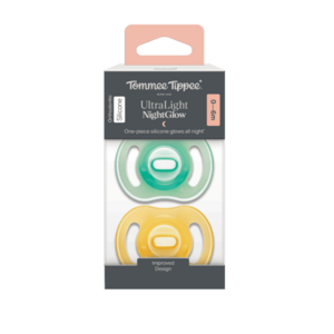 Tommee Tippee Silikonový dudlík Ultra-light Night 0-6m 2 ks oranžová a zelená obraz