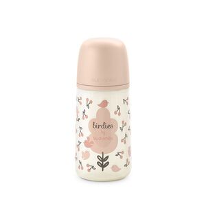 Suavinex Kojenecká láhev BIRDIES M 270 ml 1 ks růžová obraz