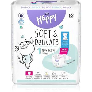 BELLA Baby Happy Soft&Delicate jednorázové pleny s kanálky Newborn 2-5 kg 82 ks obraz